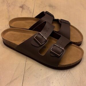 Project Cloud Mens Tan Suede Arizona Style Double Buckle Slides Sandals Sz 12 US